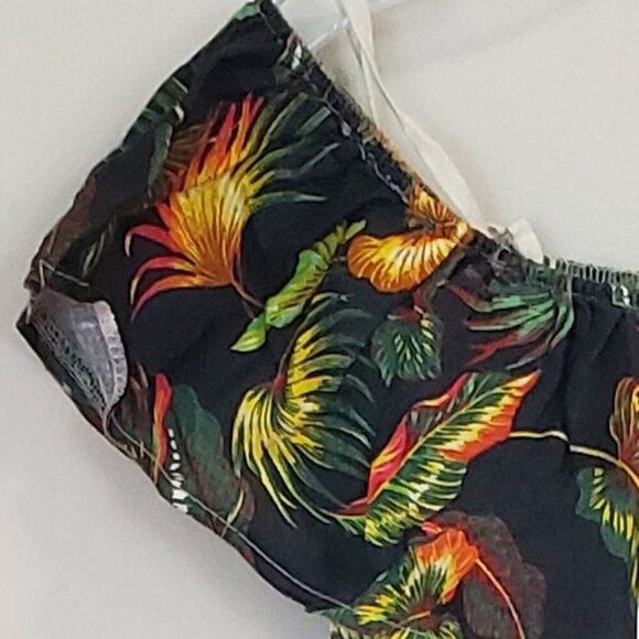 NWT Vanessa Alexandra Linen Off the Shoulder Tiered Midi Dress Tropical Print XS - Picture 2 of 6